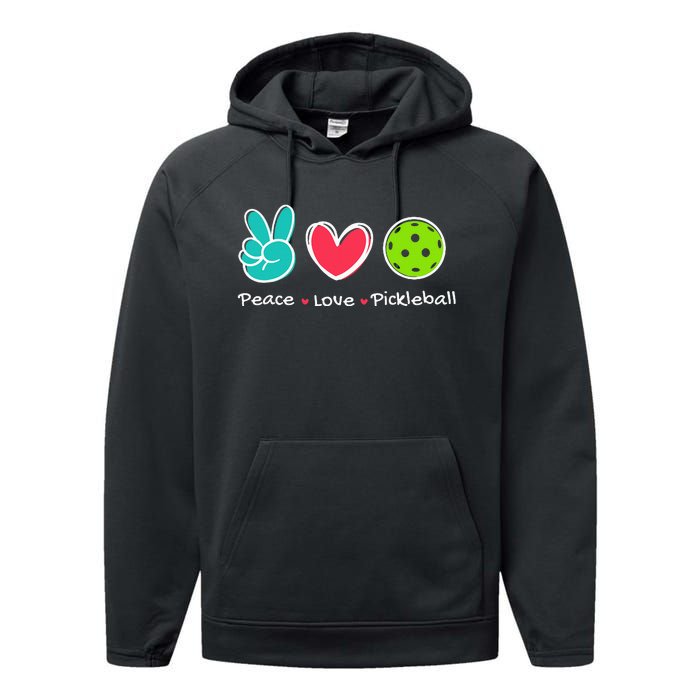 Peace Love Pickleball Court Play Loves Pickleball Performance Fleece Hoodie