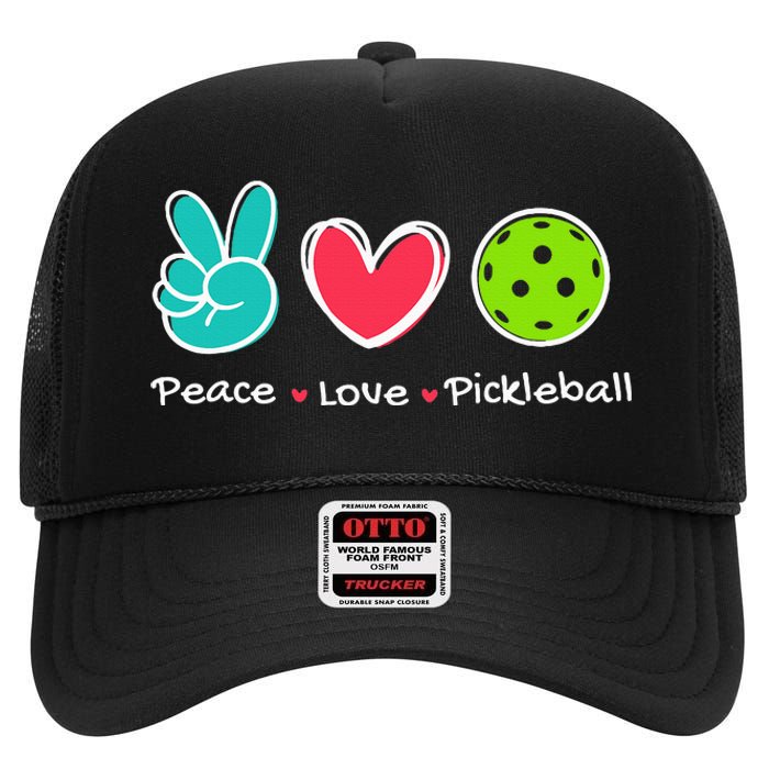 Peace Love Pickleball Court Play Loves Pickleball High Crown Mesh Back Trucker Hat