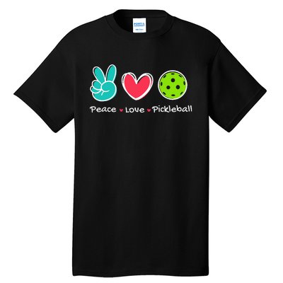 Peace Love Pickleball Court Play Loves Pickleball Tall T-Shirt