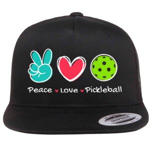 Peace Love Pickleball Court Play Loves Pickleball Flat Bill Trucker Hat