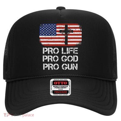 Pro Life Pro God Pro Gun Conservative High Crown Mesh Back Trucker Hat