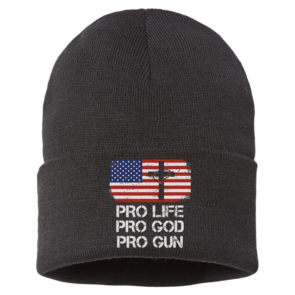 Pro Life Pro God Pro Gun Conservative Sustainable Knit Beanie