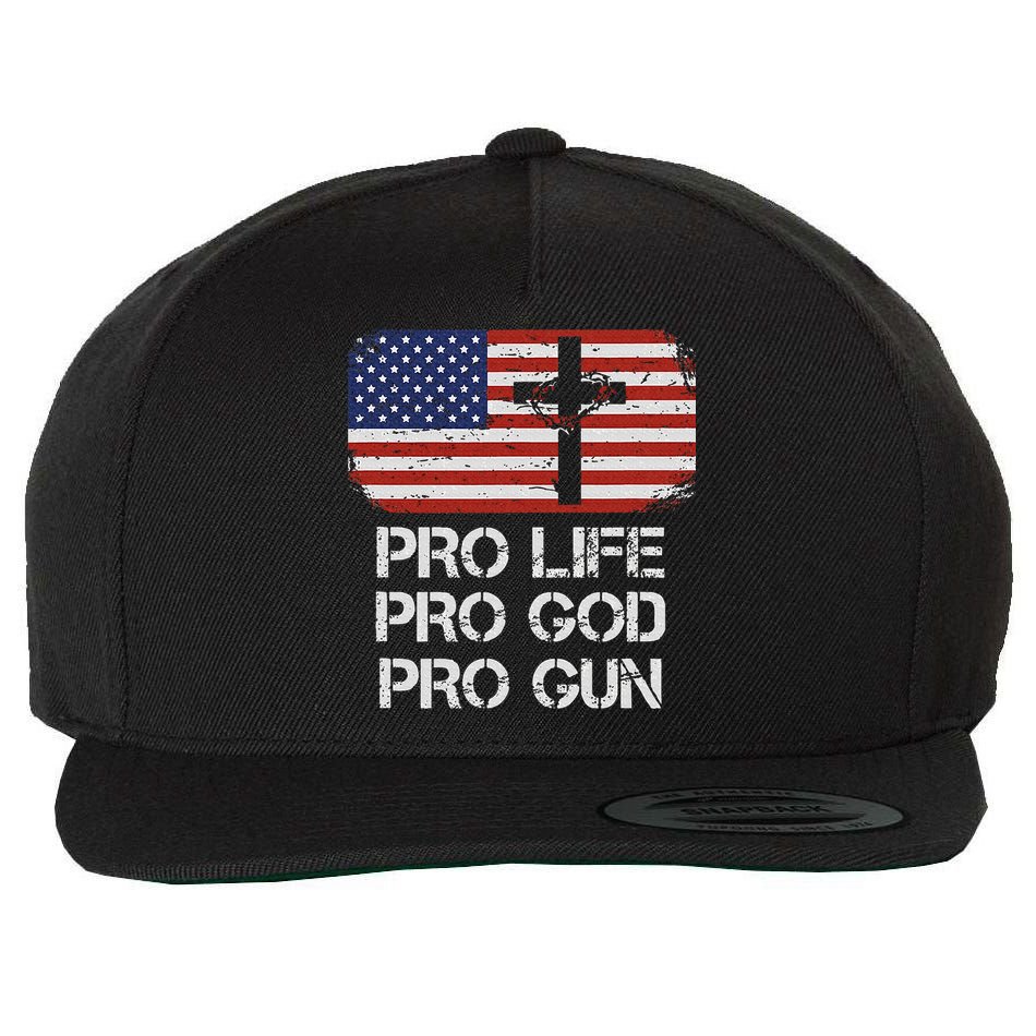 Pro Life Pro God Pro Gun Conservative Wool Snapback Cap