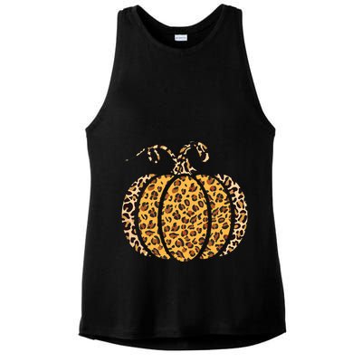 Pumpkin Leopard Print Funny Halloween Costume Autumn Pumpkin Ladies PosiCharge Tri-Blend Wicking Tank
