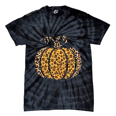 Pumpkin Leopard Print Funny Halloween Costume Autumn Pumpkin Tie-Dye T-Shirt