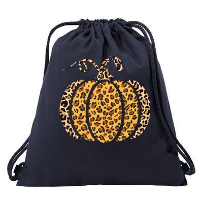 Pumpkin Leopard Print Funny Halloween Costume Autumn Pumpkin Drawstring Bag