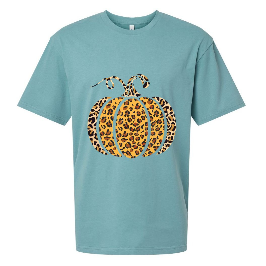Pumpkin Leopard Print Funny Halloween Costume Autumn Pumpkin Sueded Cloud Jersey T-Shirt