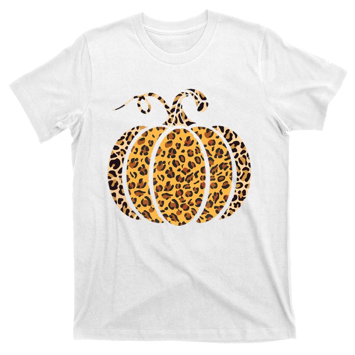 Pumpkin Leopard Print Funny Halloween Costume Autumn Pumpkin T-Shirt