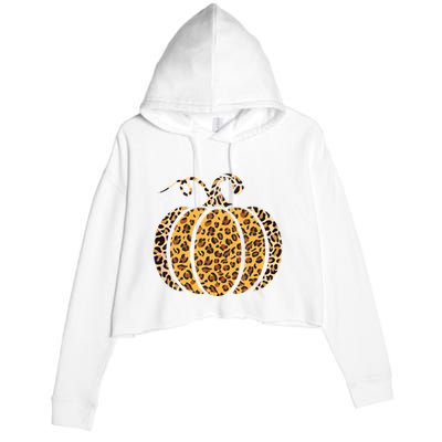 Pumpkin Leopard Print Funny Halloween Costume Autumn Pumpkin Crop Fleece Hoodie