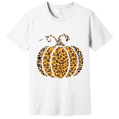 Pumpkin Leopard Print Funny Halloween Costume Autumn Pumpkin Premium T-Shirt
