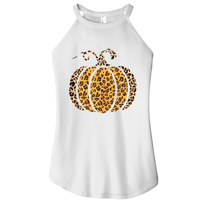 Pumpkin Leopard Print Funny Halloween Costume Autumn Pumpkin Women's Perfect Tri Rocker Tank