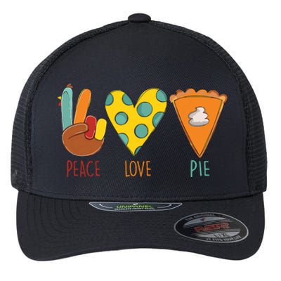 Peace Love Pumpkin Pie Turkey Thanksgiving Day Fall Autumn Flexfit Unipanel Trucker Cap