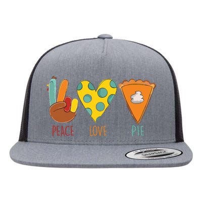 Peace Love Pumpkin Pie Turkey Thanksgiving Day Fall Autumn Flat Bill Trucker Hat