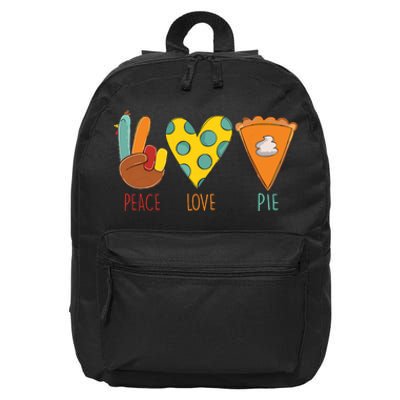 Peace Love Pumpkin Pie Turkey Thanksgiving Day Fall Autumn 16 in Basic Backpack