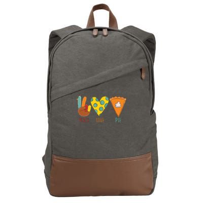 Peace Love Pumpkin Pie Turkey Thanksgiving Day Fall Autumn Cotton Canvas Backpack