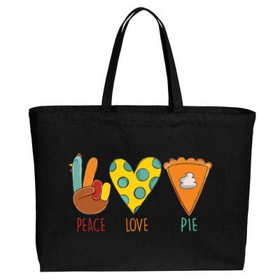 Peace Love Pumpkin Pie Turkey Thanksgiving Day Fall Autumn Cotton Canvas Jumbo Tote