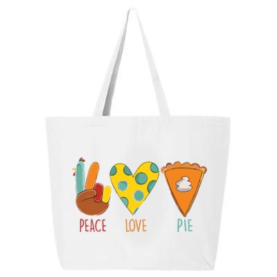 Peace Love Pumpkin Pie Turkey Thanksgiving Day Fall Autumn 25L Jumbo Tote