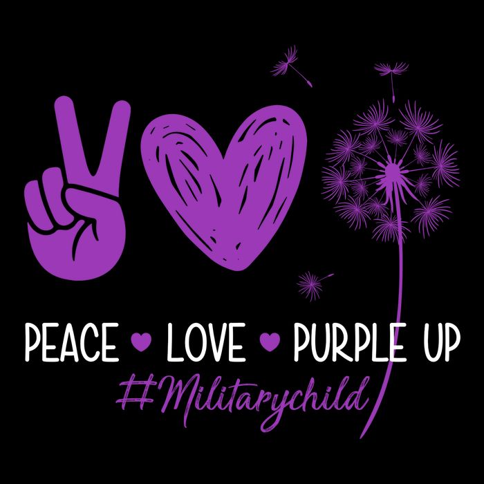 Peace Love Purple Up Military Child 16 in Basic Backpack
