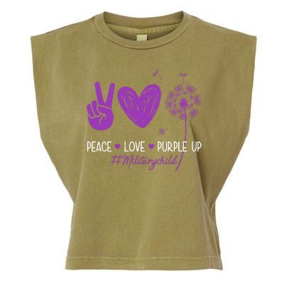 Peace Love Purple Up Military Child Garment-Dyed Women's Muscle Tee