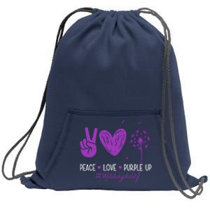 Peace Love Purple Up Military Child Sweatshirt Cinch Pack Bag