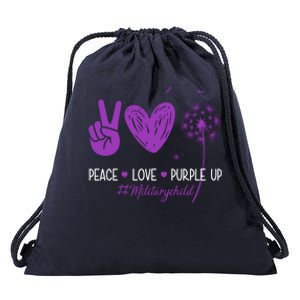 Peace Love Purple Up Military Child Drawstring Bag