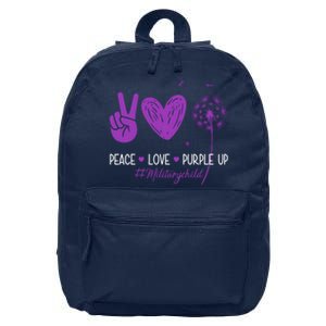 Peace Love Purple Up Military Child 16 in Basic Backpack