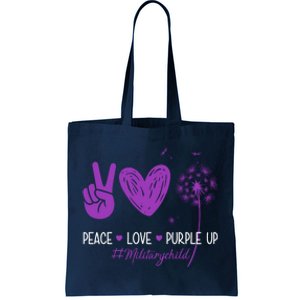 Peace Love Purple Up Military Child Tote Bag