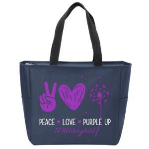 Peace Love Purple Up Military Child Zip Tote Bag