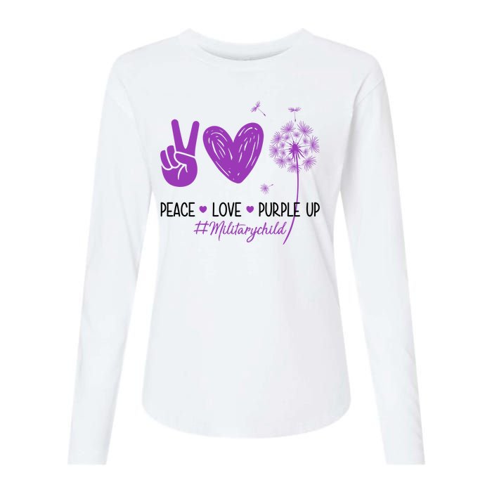 Peace Love Purple Up Military Child Womens Cotton Relaxed Long Sleeve T-Shirt