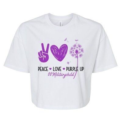 Peace Love Purple Up Military Child Bella+Canvas Jersey Crop Tee