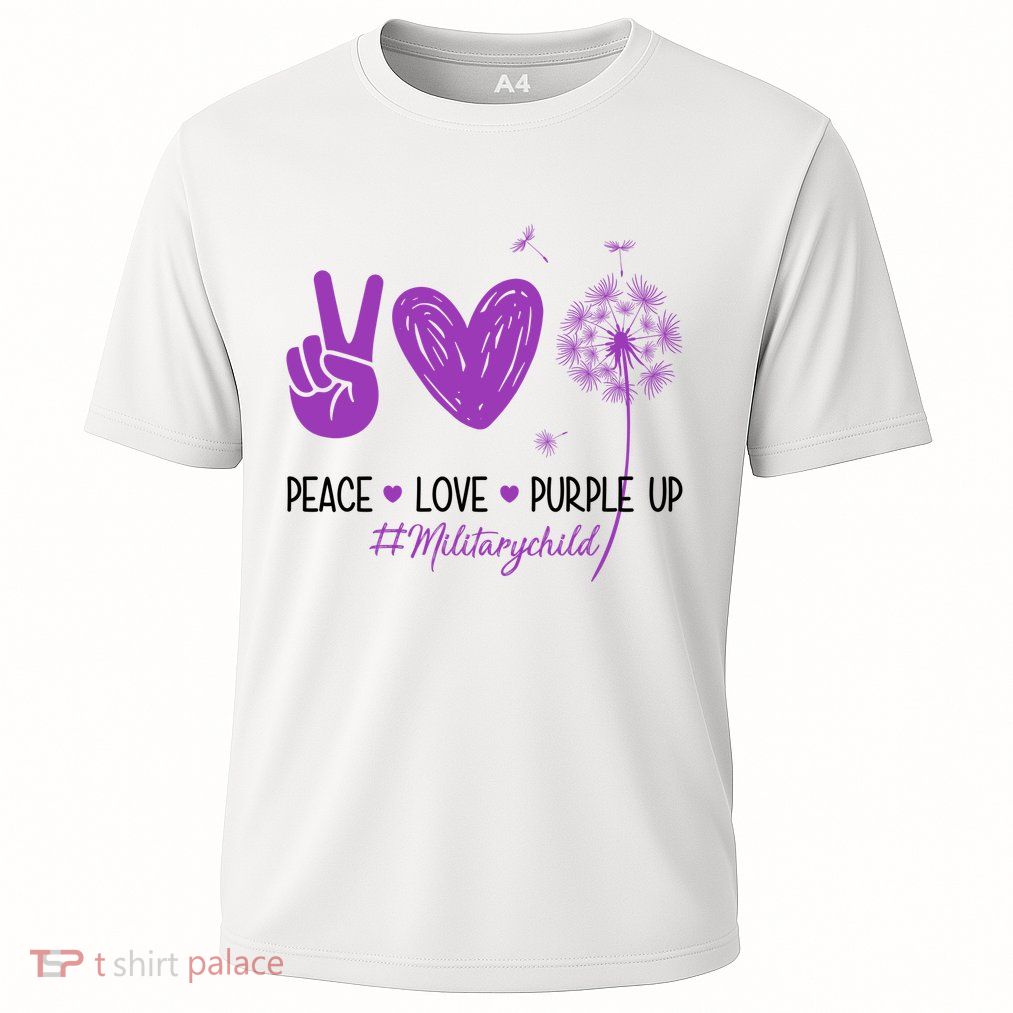 Peace Love Purple Up Military Child Performance Shirt