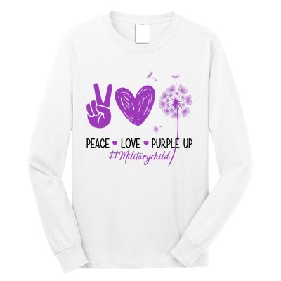 Peace Love Purple Up Military Child Long Sleeve Shirt