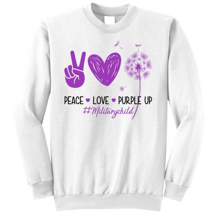 Peace Love Purple Up Military Child Sweatshirt