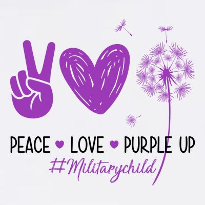 Peace Love Purple Up Military Child T-Shirt