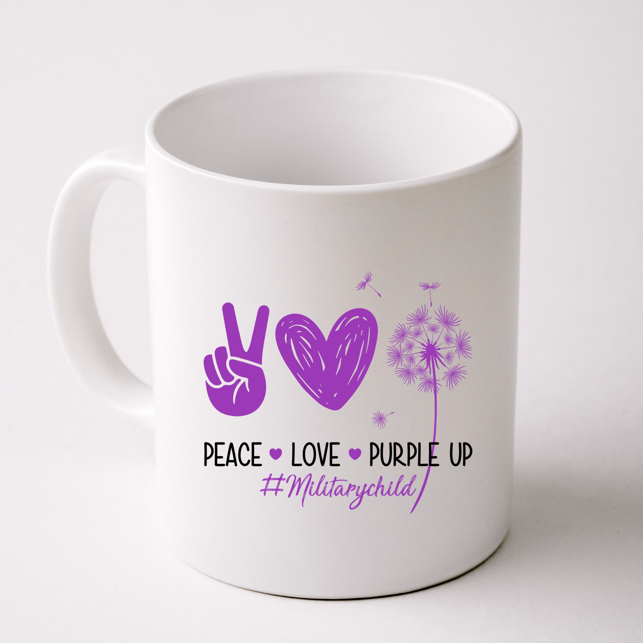 Peace Love Purple Up Military Child Mug