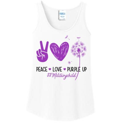 Peace Love Purple Up Military Child Ladies Essential Tank