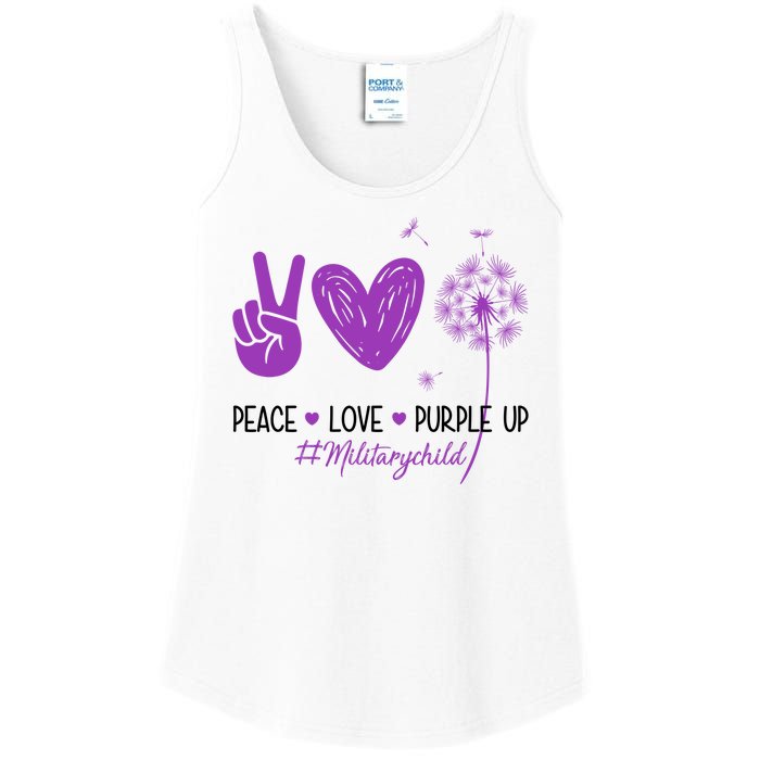 Peace Love Purple Up Military Child Ladies Essential Tank