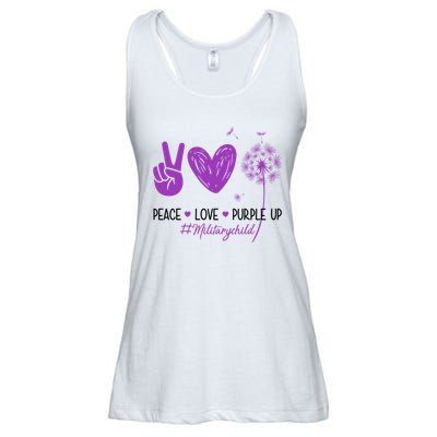 Peace Love Purple Up Military Child Ladies Essential Flowy Tank
