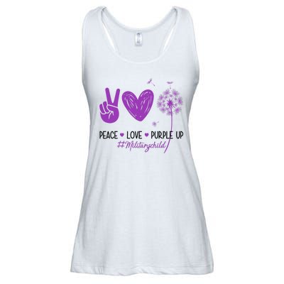 Peace Love Purple Up Military Child Ladies Essential Flowy Tank