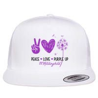 Peace Love Purple Up Military Child Flatbill Hat