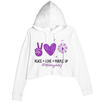 Peace Love Purple Up Military Child Crop Fleece Hoodie