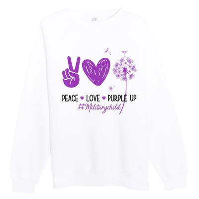 Peace Love Purple Up Military Child Premium Crewneck Sweatshirt