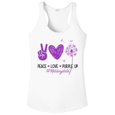 Peace Love Purple Up Military Child Ladies PosiCharge Competitor Racerback Tank