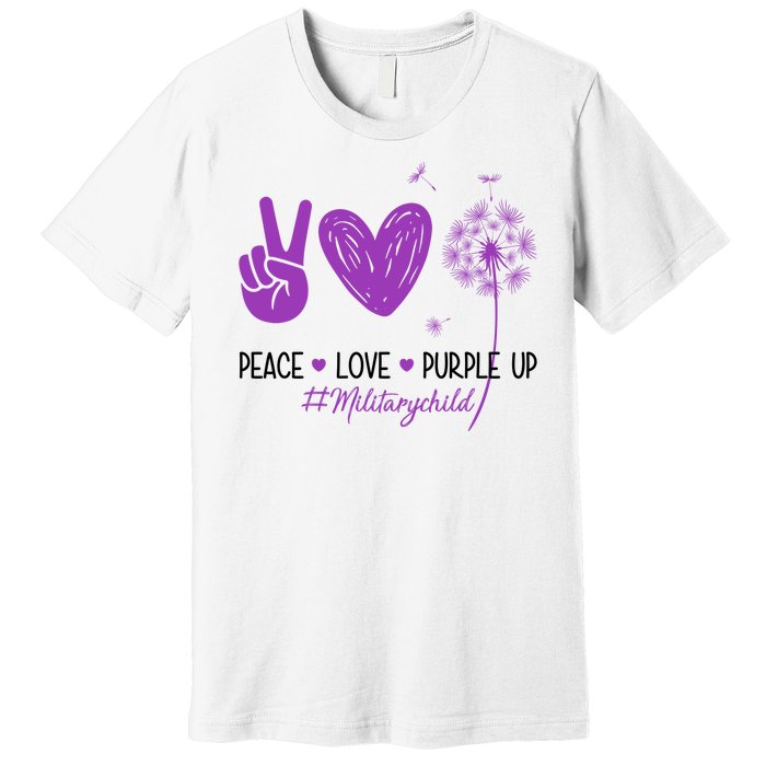 Peace Love Purple Up Military Child Premium T-Shirt