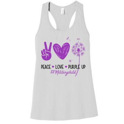 Peace Love Purple Up Military Child Women's Racerback Tank