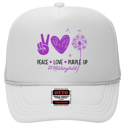 Peace Love Purple Up Military Child Trucker Hat
