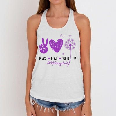 Peace Love Purple Up Military Child Women's Knotted Racerback Tank