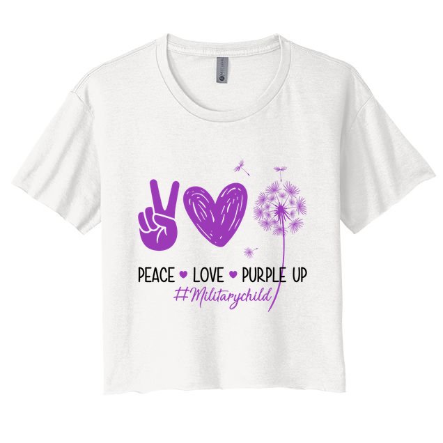 Peace Love Purple Up Military Child Crop Top