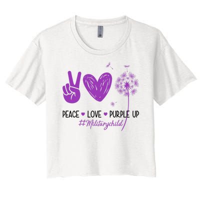 Peace Love Purple Up Military Child Women's Crop Top Tee