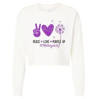 Peace Love Purple Up Military Child Cropped Pullover Crew